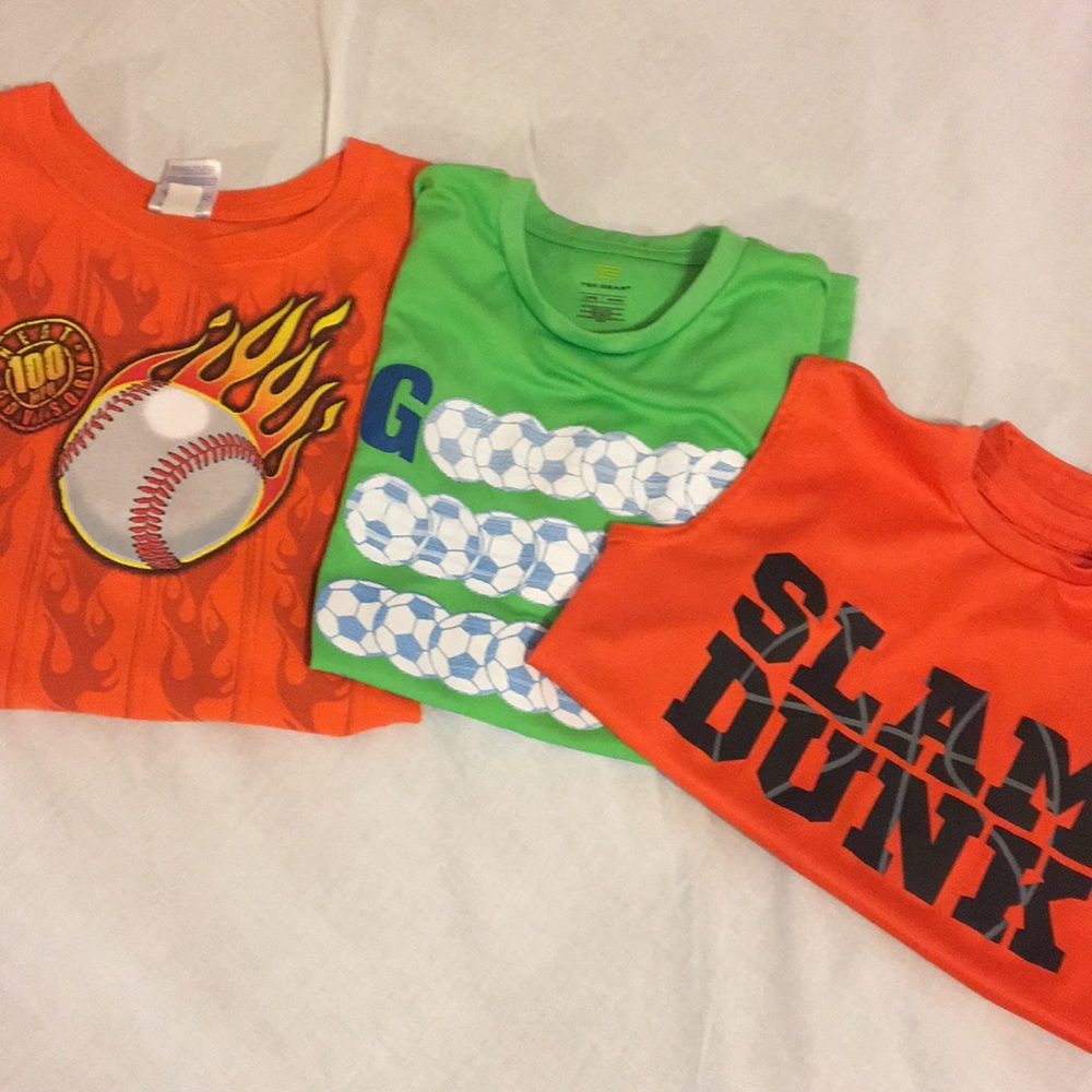 3 sports shirts! Baseball, soccer, basketball!